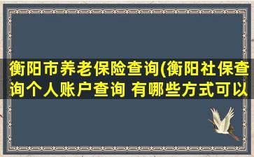 衡阳市养老保险查询(衡阳社保查询个人账户查询 有哪些方式可以查询的)